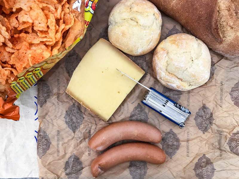 The traditional Swiss hikers lunch, all purchased from the onsite shop.