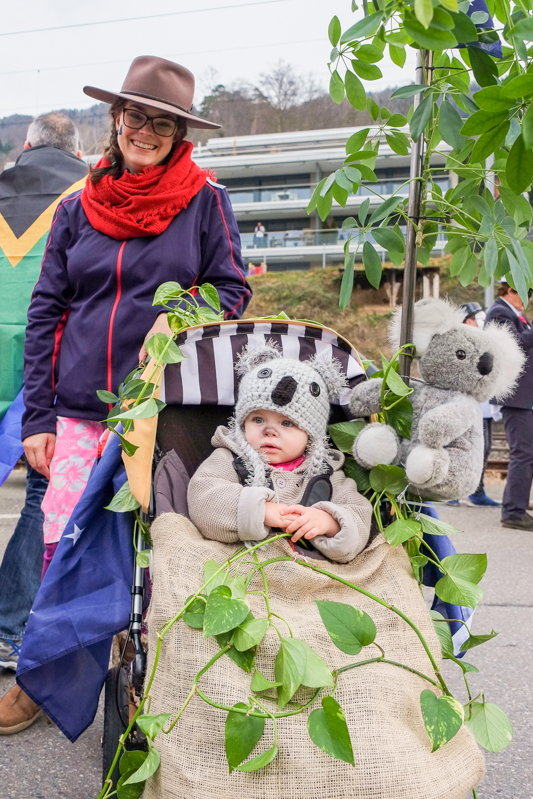 The one year I got a bit creative for our local Fasnacht parade, but everything was found around the house bar that cute Koala hat!