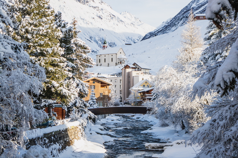 Walking through the village of Andermatt, Switzerland