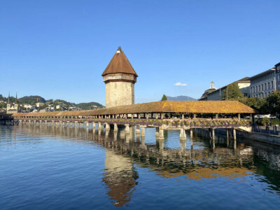 Chapel Bridge and Water Tower in Lucerne, Switzerland