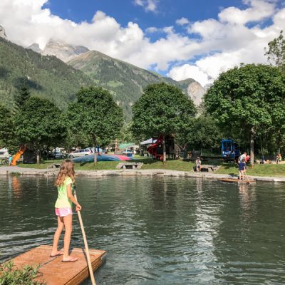 A great playground including rafts on a small lake
