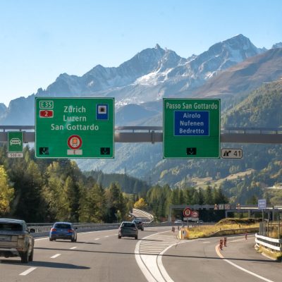 Motorway in Switzerland heading towards Gotthard Tunnel